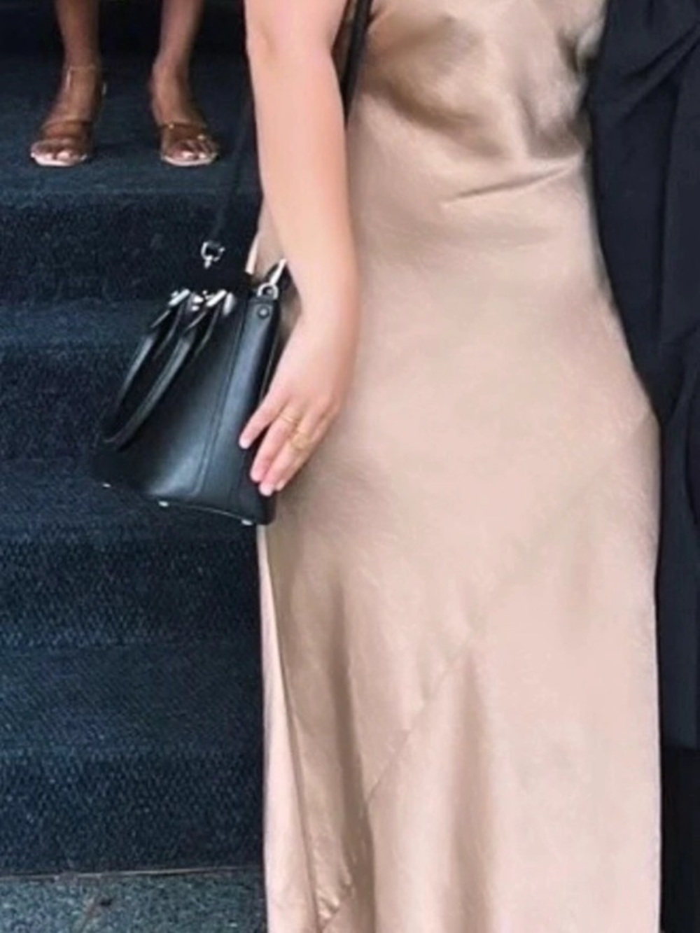 Aritzia Champagne Satin Maxi Dress